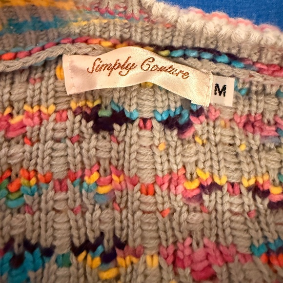 Simply Couture NWOT Oversized Multicolor Knit Button Up Cardigan with Pockets - Picture 4 of 5